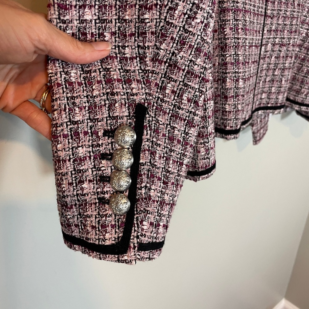 Veronica Beard Womens Size 12 Theron Pink Purple Tweed Double Breasted Blazer - Picture 9 of 9